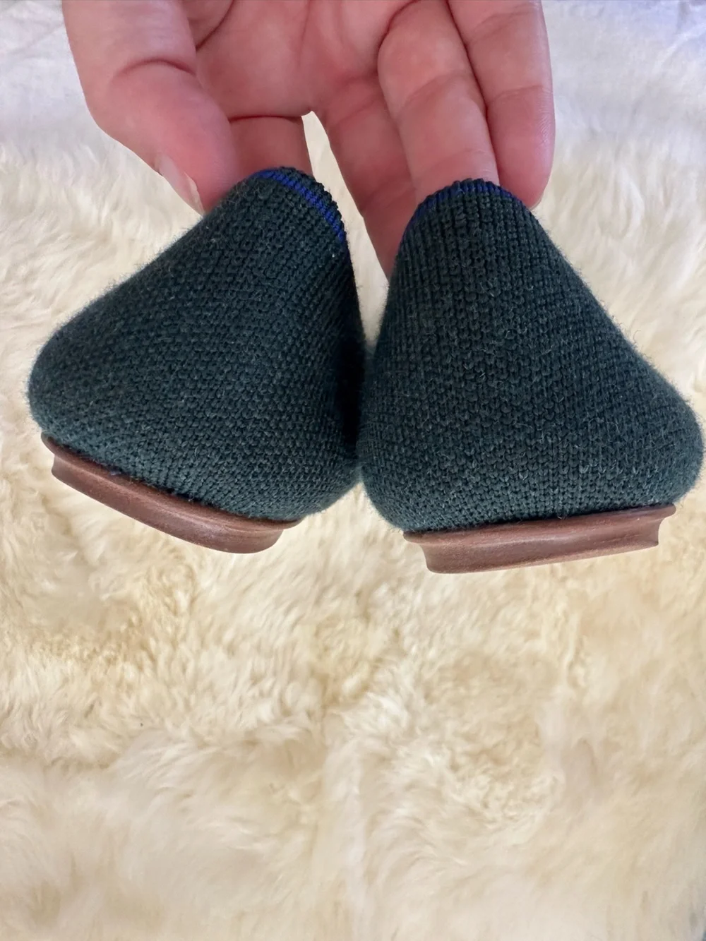 Rothy’s The Loafer Merino Wool Blend Forest Green Knit Flats Women’s 8